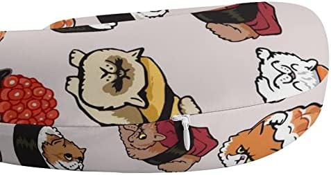 Amrandom za vrat jastuk za putni jastuk kompaktan za sushi mačke uzorak jastuk podupire jastuke za ravnine glave, prozračni i udoban,