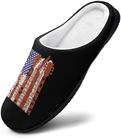 Ženske kućne papuče s gitarom u stilu američke zastave, Ležerne natikače na otvorenom s mekanom frotirnom oblogom
