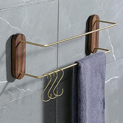 Stalak za ručnike drveni nosač ručnika dvostruki držač ručnika bez bušenja zida montirano samo ljepilo za kuhinju kupaonicu-55 cm