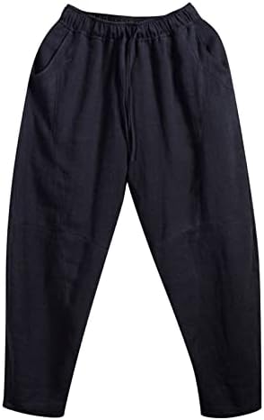 Yhaiogs velika pjena muški pamuk i lanena čvrsta boja casual hlače japanske lanene sportove vitke hlače noge 10 memorijskih pjena