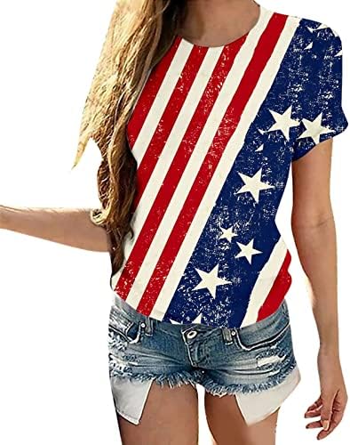 Ženska majica američka majica za ispis majice Majice Neovisnost Majica kratki rukavi vrhovi kratkih rukava 4. srpnja Patriotska majica