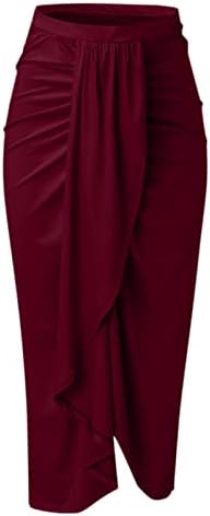 Ženske jednobojne drapirane suknje s prorezom i visokim elastičnim strukom ležerna omotana Suknja U Struku asimetrične ženske suknje