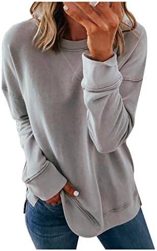 BMKBWO jesenske košulje za žene 2022 Prekid s dugim rukavima Predimenzionirane dukseve prugaste solidne labave ležerne udobne puloverske
