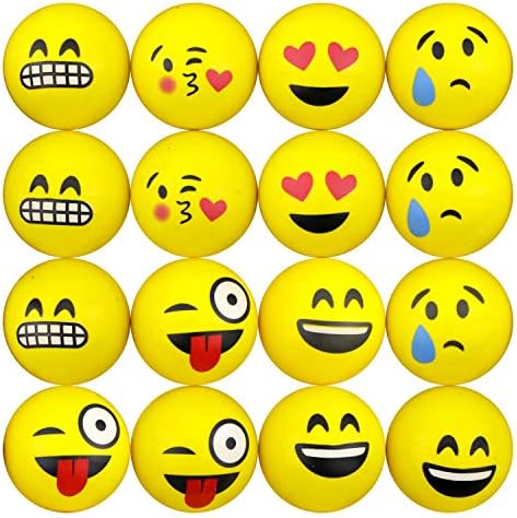 Bouncy loptice Bulk - Emoji igračke za pomoć za djecu - 25, 50 ili 100 ili 100 pcs pakiranja velike lopte 45 mm - rođendanska zabava