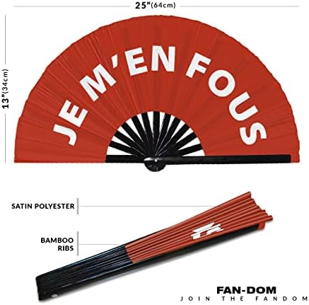 Je m'en Fus Hand Fan sklopivi bambusovi krug obožavatelj Smiješne gage francuske riječi sleng izrazi Izjave darovi Festival pribor