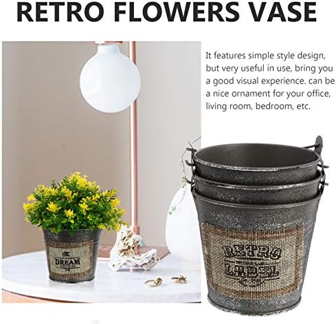 Heimp 3pcs metal vintage cvjetna vaza cvjetna kanta seoska kuća vaza shabby cvjetna cvjetna vaza zemlja metal metalna sadnica ukrasni