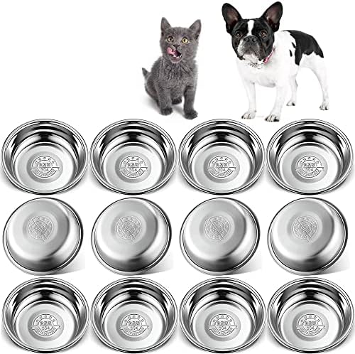12 kom. zdjele za mačke od nehrđajućeg čelika, Zamjenjiva osnovna zdjela za male pse, za ublažavanje umora brkova, plitka metalna ploča