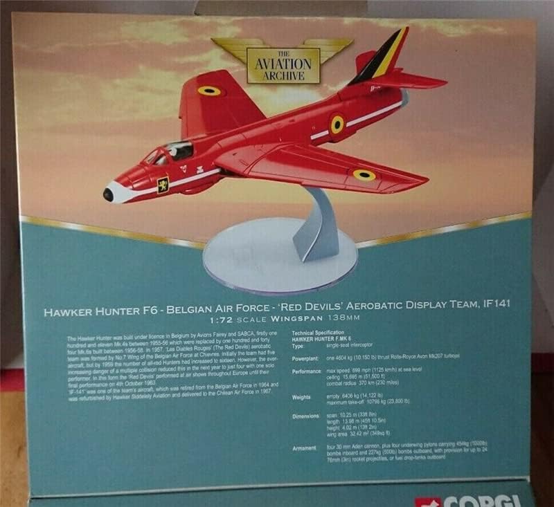 Corgi Hawker Hunter F6 Belgian Air Force Aerobat Display Team Limited Edition 1/72 Diecast zrakoplov unaprijed izgrađeni model