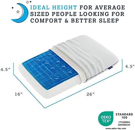 Technogel Deluxe Srednji 4 ½ inčni luksuzni, ublažavanje tlaka, gel za hlađenje i memorijska pjena jastuk - ergonomski dizajn, bez