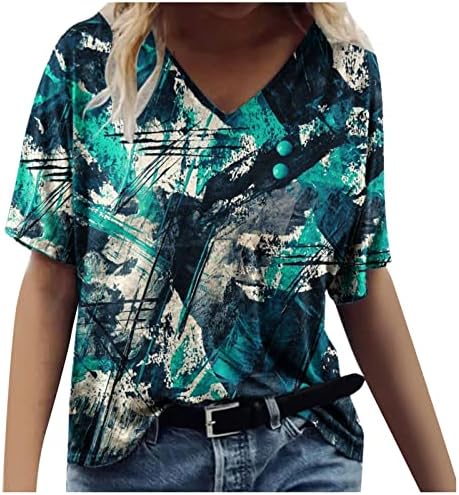 Košulje za žene kratke rukave v vrat Ljetni vrhovi trendi mramorna košulja za tisak bluza Dressy casual havajski tunični vrhovi