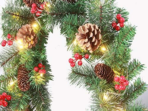 Božićni vijenac od 5,9 stopa Umjetni borove vijenac smrznuta bobica pinecone Umjetno vijenac za božićnu zabavu ukras za kuću