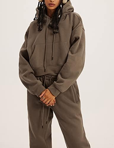 Kamidun Women Sweatsuit TrackSuit 2 Piece Fleece Joggers Outfit Outfit odijela salon za znoj s hoodie kenguroo -džepovima