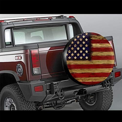 Poklopac za gume američka zastava povratila drvene pitke poliester univerzalne poklopce za kotače za rezervne kotače za poklopce za