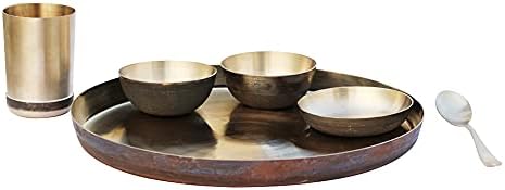 De Kulture radi ayurveda čista kansa brončana večera Platinum solidna posuđa za večeru Thali set, 6 komada