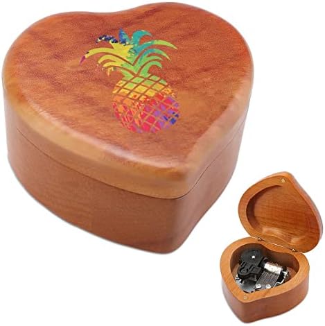 Šareni ananas Heart Music Box drvene glazbene kutije Najbolji poklon za godišnjicu božićni rođendan