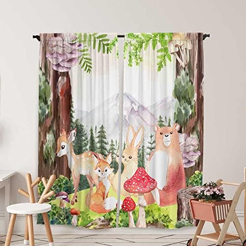 Yilinata akvarel šume Zavjese za prozore za djecu dječake djevojčice bajke šume slatke životinje dječja dnevna soba spavaća soba vrtić