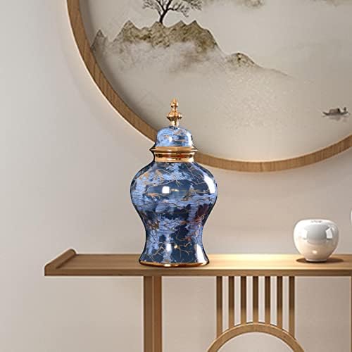 Milageto Kineski stil keramičke staklenke đumbira s poklopcem cvijeta vaza čaj od kanistera radne površine ukras za hanžih porculanskog