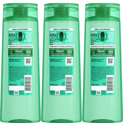 Garnier fructis čisti čisti šampon za pročišćavanje, bez silikona, 12,5 fl oz, 3 brojanja