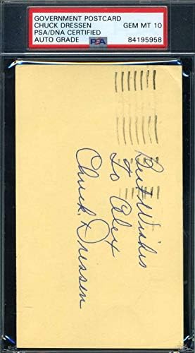 Chuck Dressen PSA DNA Gem Mint 10 Autograf Potpisan 1961. GPC Vladina razglednica