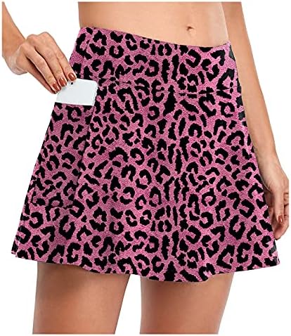 2 u 1 leopardove teniske suknje s kratkim hlačama žene protočne golf skorte s džepnim visokim strukom koji trči joga skorts