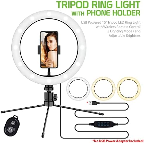 Svijetli selfie prsten s trobojnim pozadinskim osvjetljenjem kompatibilan s vašim 10-inčnim 10-inčnim daljinskim upravljačem za prijenos