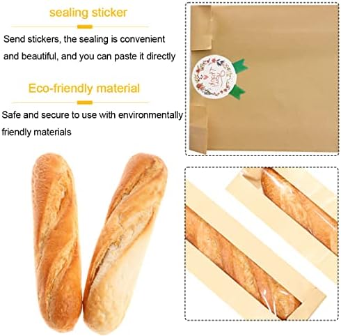 Vrećice za pohranu kruha Baguette vrećice za kruh 50pcs vrećice za pečenje s prozorom od kraft papira pakiranje za domaći kruh Velike