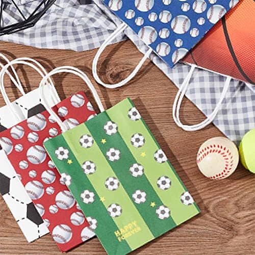 Olycraft 25pcs 5 boja Sportska zabava naklonjene torbe Sport Sport Party Paper Togs Party Poklon Torbe s ručkama za nogometne bejzbol