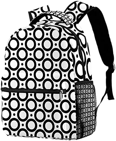 Ruksak školska torba putni casual ruksak za žene tinejdžerice dječaci crni okrugli uzorak točkica