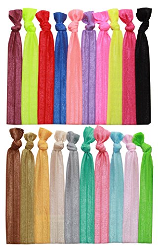 Pakiranje od 20 svijetlih i pastelnih kravata za kosu, držači za rep, elastična traka, traka za glavu bez nabora, ručno vezana, sklopiva