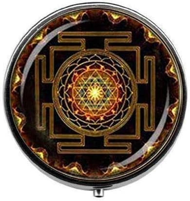 Steampunk Sri Yantra Mandala Budistička sveta geometrija šarm nakita - Umjetnička kutija za foto tablete - Kutija za šarm pilule -