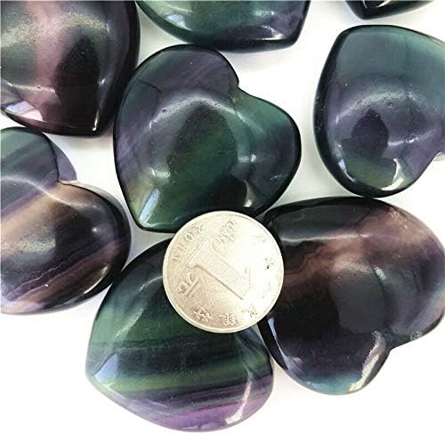 Heeqing ae216 1pcs prirodni šareni fluorit kvarc kristalni u obliku srca zacjeljujuće kamenje ukrašavanje prirodno kamenje i minerali