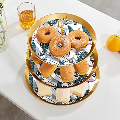 3-komadića set stalka za torte, buldog na skejtbordu plastični držač kolača s slatkišima voćni desert zaslon za vjenčanje rođendan