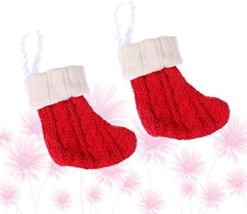 2pcs pletene čarape držač posuđa Božićni noževi vilice vrećice za pribor za jelo Torbica za poslastice Torbica za slatkiše ukras za