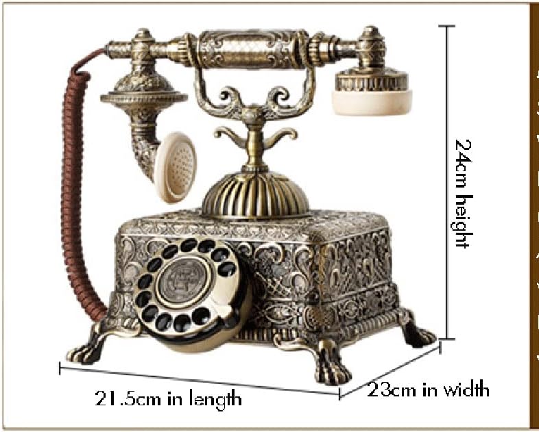 DHTDVD Metal Vintage Antique Telefon Old Fashion kabel s fiksnom linijom telefona s rotacijskim biranjem za ukras kućnog ureda