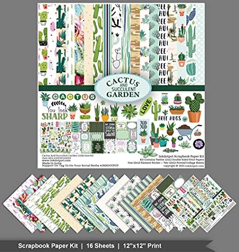 InkDotPot Kaktus i sočne kućne biljke Zbirka tema Dvostrana karata za bilježnice karton 12 x12 kartica za izradu papira s naljepnicama