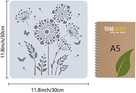 Šablona od listova maslačka od 12.12 inča Predlošci biljaka velike plastične kvadratne šablone za višekratnu upotrebu znak za crtanje