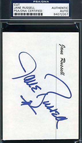 Jane Russell osobno je potpisala DNK certifikat 9.3.5 na kartoteci autentični autogram