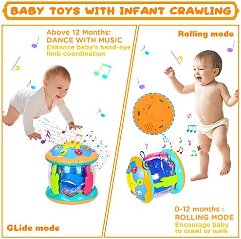 Dječje igračke od 6 do 12 mjeseci - 4 u 1, igračka za puzanje trbuha, igračka za rani razvoj, poučavanje mališana, rotirajuća noćna