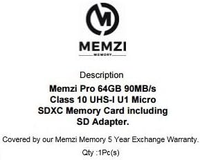 Memorijska kartica MEMZI PRO 64 GB Class 10 90 MB/s Micro SDXC kartica sa SD adapterom za mobilni telefon Samsung Galaxy Express Prime,