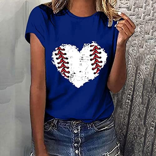 Ženski čamac vrat Top Sport Gym Jogger bluza s kratkim rukavima bejzbol srce ljubitelj srca grafički smiješni ljetni vrh 2023