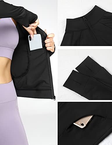 Locachy ženska tanka fit rastezljiva atletski trening lagana puna zip sportska jakna s džepovima