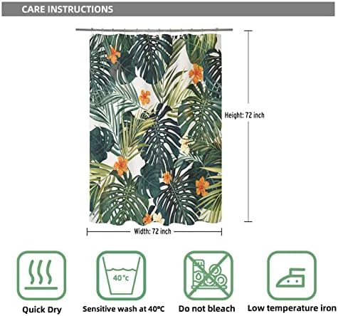 Tropska zavjesa za tuširanje listova Zelena biljka Palm Monstera Lišće zavjese za tuširanje za kupaonicu Botanička zavjesa za tuširanje