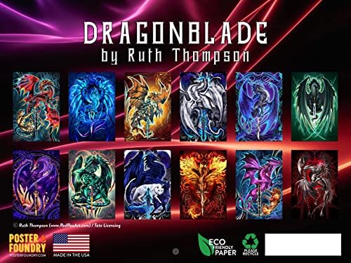 RUTH THOMPSON DRAGONBLADE KALENDAR 2023 Mjesečni kalendar za visenje zida RPG mačevi Fantasy Art Dragon veliki planer 24 mjeseca -