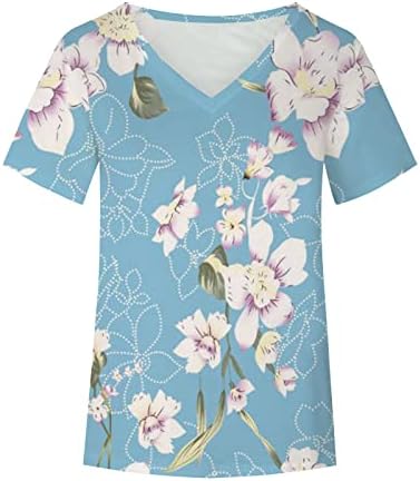 Pamučna bluza košulja za dame Ljetni jesen kratki rukav 2023 duboki v vratni grafički print cvjetna casual bluza al al al al al al
