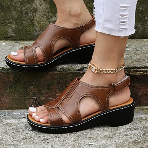 Ženske kožne klinove sandale utjehu ravna sandala casual ortotičkih sandala sandala ortopedski luk podržavaju sandale