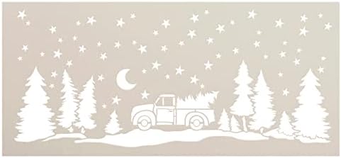 Šablona Božićna zvjezdana noć iz 912 / Uradi Sam Vintage kamion s božićnim drvcem za uređenje doma / drveni znak od 9 & A / predložak