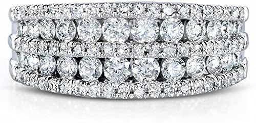 925 sterling srebra i 14k bijelog zlata na vrhu višerednog dijamantnog prstena za žene