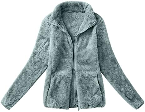 Kaput od lažnog odmrzavanja za žene puni zip up rever krute jakne jakne zima toplo nejasna flis kaputa vanjska odjeća