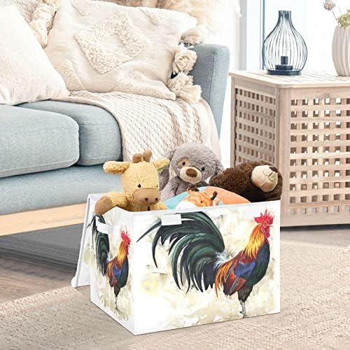 Innewgogo Rooster Piletinu kante za odlaganje s poklopcima za organiziranje ukrasnog košarice za skladištenje s ručkama Oxford Cloth