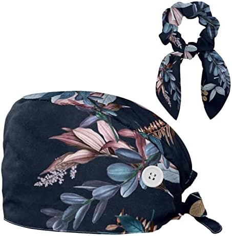 Žene i muške kirurške poklopce s lukom kose škakljivo plavi vintage cvijet Radni šešir jedna veličina